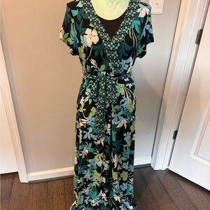 Croft & Barrow Black, Blue and Green Floral Maxi Dress